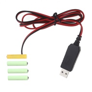 lucky USB 5V2A to 6V AAA Battery Eliminators Cable Power Adapter Cord Replace 4pcs 1 5V AAA LR03 Bat