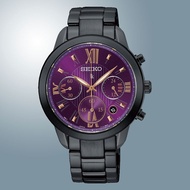 SEIKO SRWZ86P1 Women's Analog Watch LUKIA Chronograph Quartz 36mm SS Bracelet Purple Black *Original