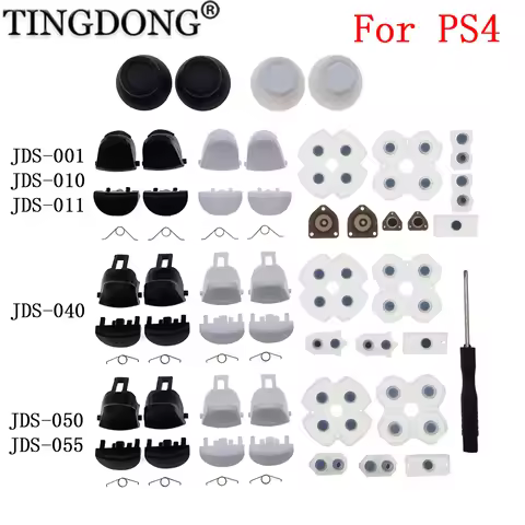 For PS4 JDM-001/010/011/040 Controller L1 R1 L2 R2 Trigger Buttons 3D Analog Stick + Conductive Rubb