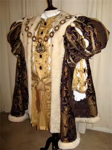 Tudor Elizabethan Mens King Henry VIII Costume Renaissance Luxurious Noble Lord Costume