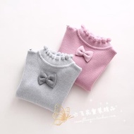 Autumn Winter Girls' Fungus Lace Bow Knot Small Knot High Neck Cashmere Sweater Knit Sweater Sweater