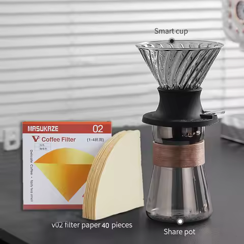 Pour Over Coffee Maker Set with Coffee Filter Cup Immersion Dripper Switch Glass Coffee Filters V02 