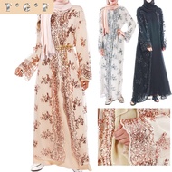 ✿TGF✿abaya lace sequin embroidery cardigan dubai temperament cardigan muslimah plus size wedding engagement party dres