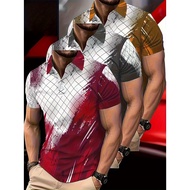 Men's 3D Geometric Pattern Full Body Digital Printed Summer Short-Sleeved T-Shirt, Men's Summer Brea