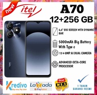 infinix itel A70 Ram 12 +256 GB, layar 6,6 inci charger tipe C  ,GARANSI RESMI 1 TAHUN TERDAFTAR KEMENTRIAN