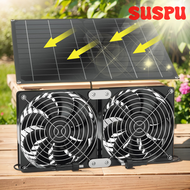 [SUSPU] 15W 12V Solar Powered Fan Kit IP65 Waterproof Solar Ventilation Fans Solar Panel Kit with Du