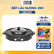 Nồi lẩu điện 2 ngăn Lebenlang LBTT5288, bếp lẩu nướng 2in1 đa năng tròn loại to,công suất 1800W tiện