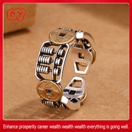 RY-Wealth abacus ring adjustable silver ring fashionable and creative design copper coin ring enhances wealth fortune improves business consolidates wealth good luck and good luck Feng shui men's and women's rings
