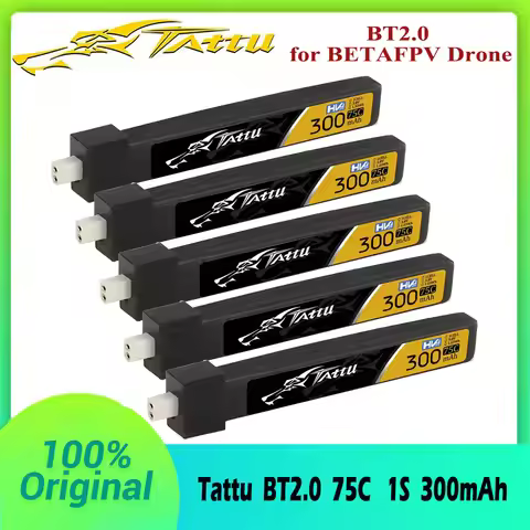 Tattu BT2.0 300mAh 1S 75C 3.8V LiPo Battery For Betafpv Air65 Meteor65 Pro RC Helicopter Quadcopter 