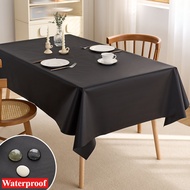 Solid Color Table Cloth Waterproof Oil-Proof Polyester Tablecloth Decorative Washable Fabric Table C