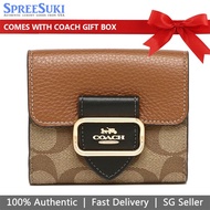 Coach Wallet In Gift Box Small Wallet Small Morgan Bifold Wallet In Signature Colorblock Khaki # CF472