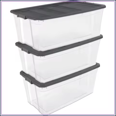 Box Sterilite Modular Stacker Box with Latching Lid, 200 Quart, 3-Pack