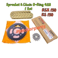 RS150 RSX150 RSX 150 RS 150 (1 Set) (428 O-Ring Chain + Spocket Belakang + Spoket Sprocket Depan Ran