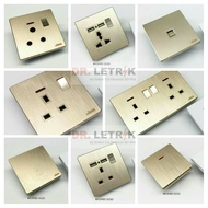 SIRIM reTouch Ultra Gold Rimless Switch Gang Socket Bell Autogate 20A Aircond Intermediate