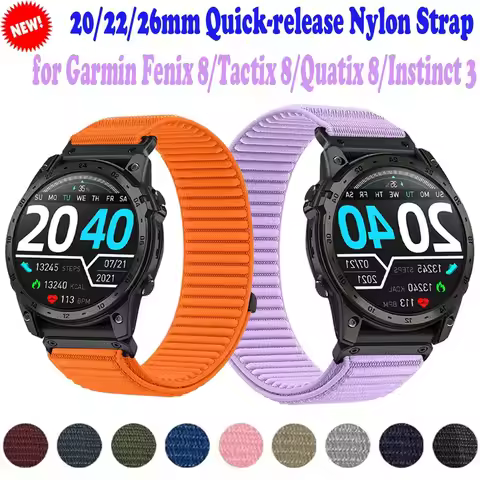 20/22mm 26mm Quick-release Nylon Strap for Garmin Fenix 8/Tactix 8/Quatix 8 Sports Bracelet Garmin I