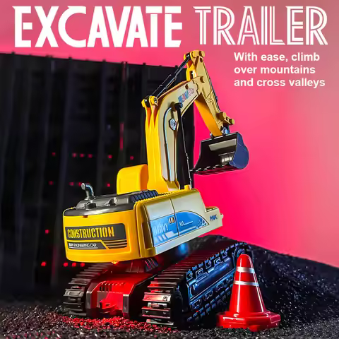 1:24 RC Excavator Dump Truck Model Set 11Channels Engineer Vehicle 2.4G Remote Control Car Radio Con