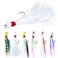 1pc 3D Eye Soft Fishing Lure Jig Head Hook, 7g/10g/14g/21g/28g/42g/56g/85g, Artificial Deer Hair Fea