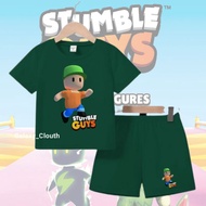 T-shirt Suit for children aged 1-7 years, boys, girls, daily shorts, Stumble Guys