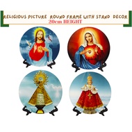 Religious Picture Round Frame with Stand 20cm Catholic Christian Home Altar Table Decor