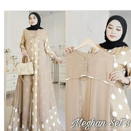 Priskila Cell MEGHAN SET IK Bahan SYAKILA MIX CERUTY LD 110 CM Gamis 2 In1 Dress Rompi Gamis Dres Wa