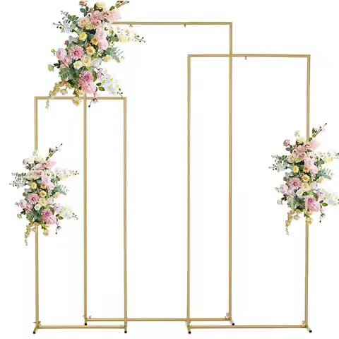 Square Wedding Arch Backdrop Stand Set of 3 (6.6FT 5.9FT 4.9FT) Metal Arch Backdrop for Birthday Par