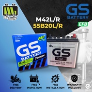 Installation Provided GS Yuasa M42 M42L/R 55B20L/R EFB Stop Start Car Battery New Perodua Myvi Bezza