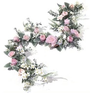 Pink Flower Garland Floral Arch Artificial Eucalyptus Flowers Vines–6.5ft Faux Floral Vines with Peo