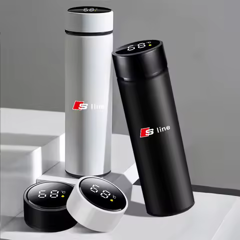 1pcs Temperature Display LED Thermos Mug Water Bottle Auto Accessories for Audi Sline A1 A2 A3 A4 A4