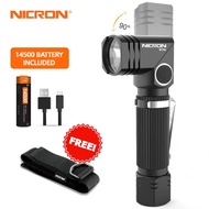 NICRON Led Flashlight B74E B74T RED Light B74UV UV Light Handfree Dual Fuel 90° Twist Rotary Clip 60