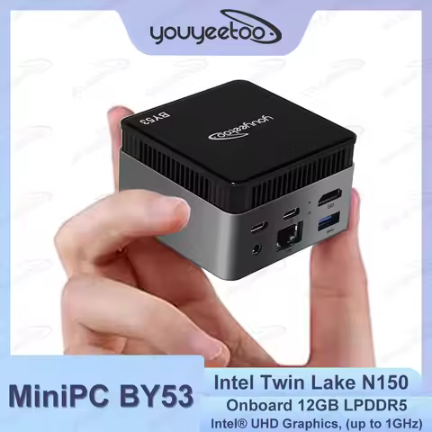 youyeetoo BY53 Windows 11 Mini PC Intel N150 12GB LPDDR5 M.2 2242 SSD With HDMI 2.0 4K Output WiFi5/