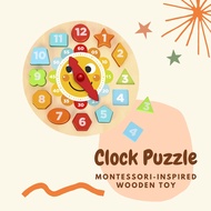 Wooden Clock Puzzle - Montessori - Early Learning Educational Toy