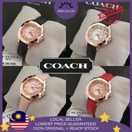 [100% Original & Free Bracelet] Coach Delancey Leather Rose Gold Women Watch Jam Tangan Wanita Perem