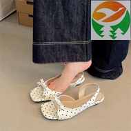 Gf4 Slip-ons Women's Square Toe Low-Heeled One-word Band Polka Dot Trendy