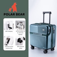 POLAR BEAR 18 Inch Front Opening 7Kg Luggage Suitcase USB Charging Suitcase Luggage Travel Bag