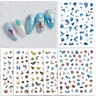 Starfish Sea Horse Nail Water Decals of Nails Transfer Stickers Ocean Shell Nail Art Summer Manicure for Nail Decorations