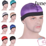 JUNE Men Durag Hats, Polyester Solid Color Wave Caps,  Elastic Multicolor Breathable Multicolor Dura
