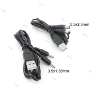 5V USB A 2.0 Male to 2 way DC male 3.5mm x 1.35mm 5.5x2.5mm splitter Connector Plug power supply cha
