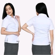 kemeja kerja putih polos lengan pendek wanita dewasa jumbo baju atasan hitam cewek tangan panjang kantor bahan katun hem perempuan terbaru 2023 kekinian