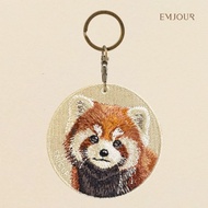 EMJOUR Double-Sided Embroidered Charm-Red Panda | Animal Wild Souvenir Gift Key Ring Bag Accessories