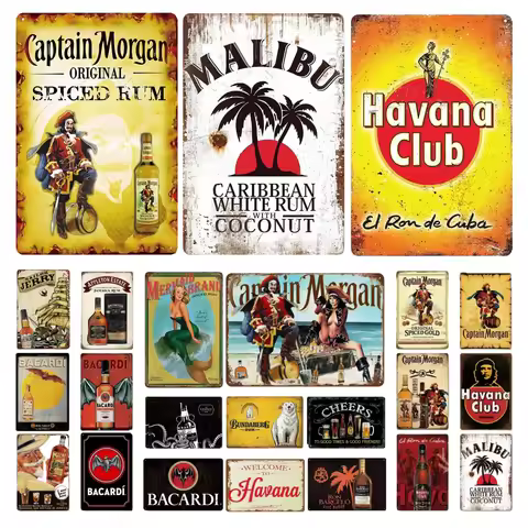 Vintage Metal Sign Rum Brand Retro Tin Sign Captain Morgan Funny Poster Decor for Bar Pub Club,Man C