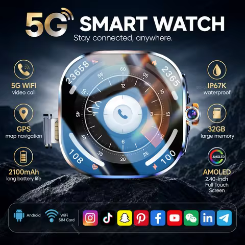 2026 New Women WiFi 4G 5G SIM Call Smart Watch 3+32GB Memory GPS Map Tiktok APP Download 2MP Video N