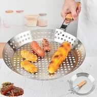 Stainless Steel Wholesale Manufacturer 430 Grill Pan Round Creative Tool Grilled Chicken Wings Folda