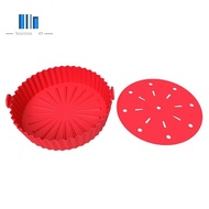 1Set Red Reusable Silicone Air Fryer Basket Food Safe Air Fryers Oven Accessories with Spacer Pads Air Fryer Silicone Pot