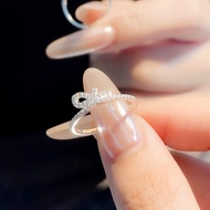 Women's S925 Silver Ring with Bow Shape and Stone | High-end Women's Rings Meaningful Gifts
