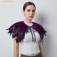 JEROMY Feather Shawl, Adjustable Luxury Feather Shrug Shawl, Fashion Punk Retro Gothic Shoulder Fake