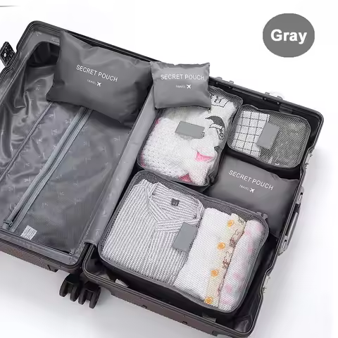 6 Pcs Travel Clothes Storage Bags Set Portable Luggage Organizer Suitcase Pouch Pouch Packing Cube F