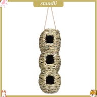 Bird Nest 3 Holes Windproof Portable Natural Woven Hanging Bird House Bird Supplies Bird Nest 3