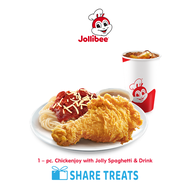 Jollibee 1 - pc Chickenjoy with Jolly Spaghetti & Drink (SMS eVoucher)