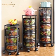 3 4 5 Layer Rotatable Kitchen Utility Trolley Cart Shelf Storage Rack Organizer With Wheels Stand