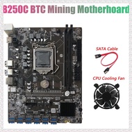 (IKHJ) B250C BTC Mining Motherboard with Fan+SATA Cable 12XPCIE to USB3.0 Graphics Card Slot LGA1151 Supports DDR4 DIMM RAM